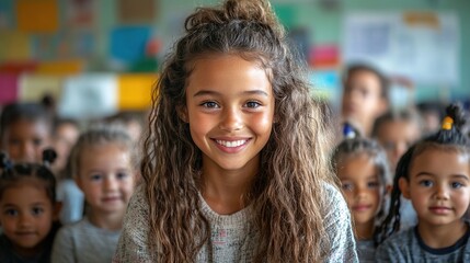group of small nursery school children with teacher indoors in classroom using laptop