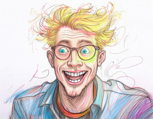 Funny Caricature of a Man on White Background