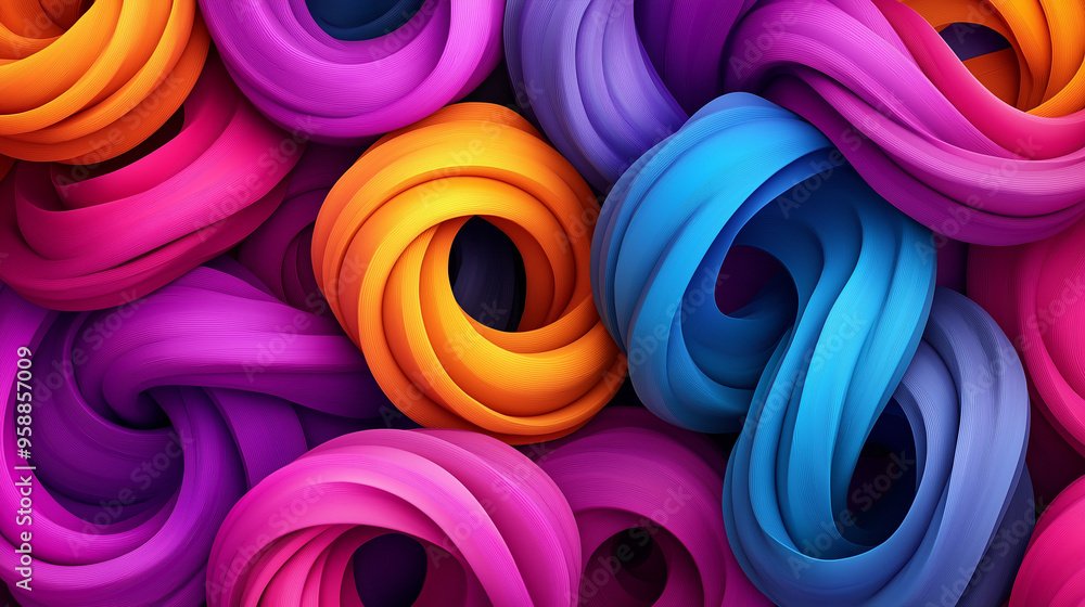Poster colorful swirls of vibrant purple, orange, and blue create a dynamic abstract design in a visually e