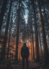 Man Standing In The Foggy Forest