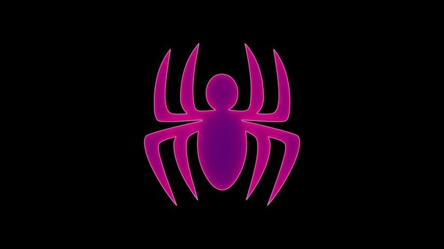 A spider icon with a sleek, symmetrical design, featuring eight slender legs extending from a rounded body. The icon is minimalistic, with sharp, clean lines, conveying precision and subtle creepiness