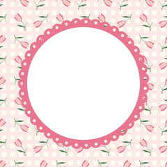 Cute kawaii notepad poster with tulip flower grid background