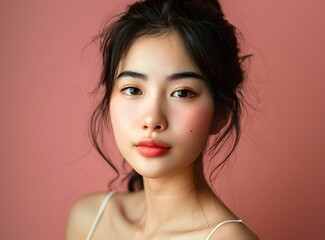 Beautiful Asian Woman with Soft Makeup Portrait