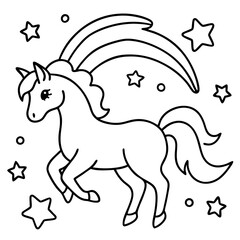 Unicorn surrounded by rainbow-colored star