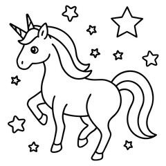 Unicorn surrounded by rainbow-colored star