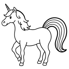 Unicorn with a rainbow aura, detailed and fun line art