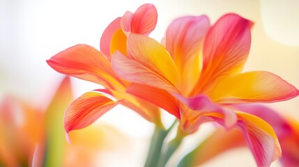 Fototapeta premium Soft Pink and Yellow Flower Petals Close-Up.