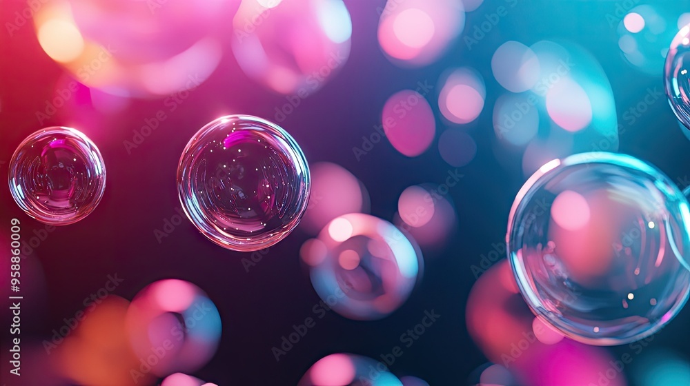 Poster 3d rendered shiny chat bubbles floating in an open room environment, reflecting light and creating a