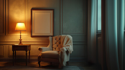 Serene Interior Design with Armchair and Soft Lighting