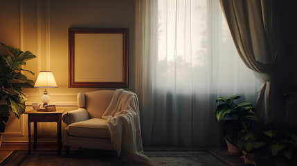 Serene Interior Design with Armchair and Soft Lighting
