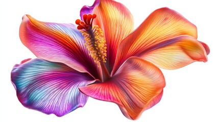 Colorful Hibiscus Flower with White Background.