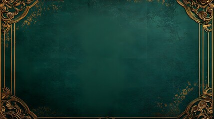 A deep emerald green background with gold foil patterns and a decorative border for a certificate