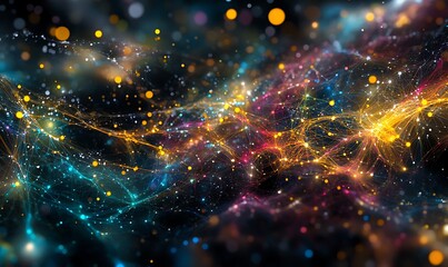 Abstract Colorful Network with Bokeh Lights