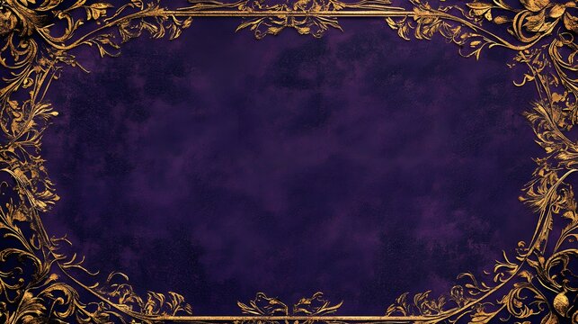 A royal purple background with intricate gold detailing and a refined border for a luxury certificate