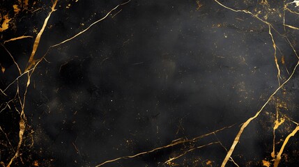 A black marble texture background with gold veins and an elegant border design for a luxury certificate