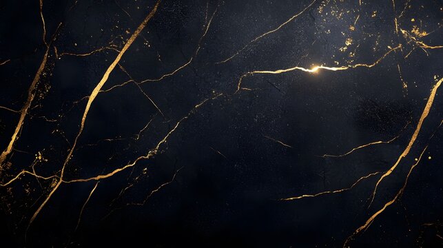 A black marble texture background with gold veins and an elegant border design for a luxury certificate