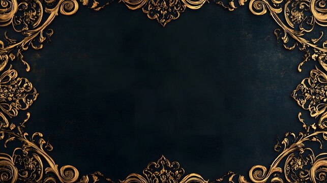 A rich black background with intricate gold patterns and a sophisticated, luxurious border for a certificate