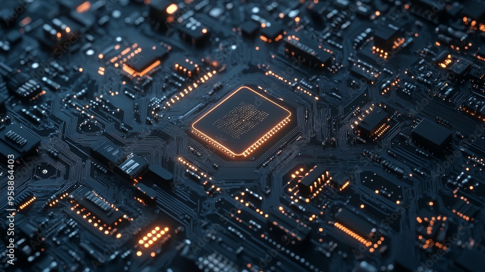 Poster illuminated circuit board with central processor