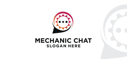 Mechanic conversation logo, chat logo symbol, conversation with the nearest repair shop.