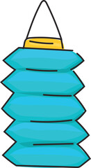 Blue chinese lantern illustration on transparent background.
