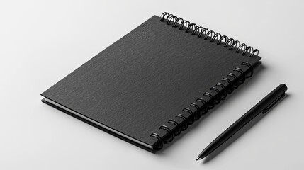 6. A black table calendar with a spiral binding, resting on a white surface, serves as a mockup template for creative presentations. The mono-color scheme and minimalist design make it a versatile