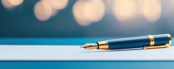 Close-up of a golden pen signing off on a business strategy document with clear objectives, business strategy, final approval