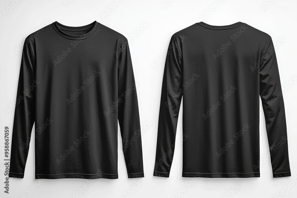 Wall mural Black long sleeve tshirt mockup isolated created with Generative AI