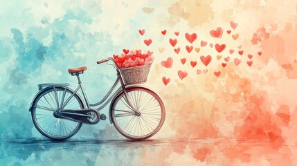 Fototapeta premium Vintage Bicycle with Hearts.