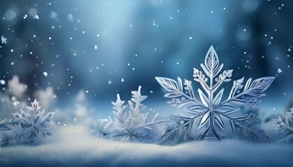 Winter landscape with snowflake