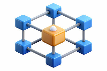 Flat AI Blockchain and Investment Concept - Abstract Vector Illustration Combining Blockchain Nodes with Investment Arrow Symbol in Smart Business Tone on White Background