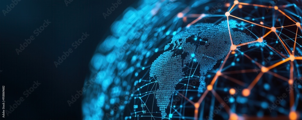 Aufkleber abstract digital globe illustration representing global connectivity and network technology with vib