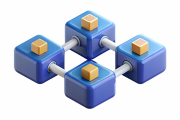 Efficient Cost Reduction in Blockchain Technology: Flat Vector Illustration of Interconnected Nodes with Downward Arrow Symbol, Isolated on White Background - Smart Business Concept