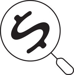 Search funds icon, market research icon, paid search icon, analyze, market analyze, dollar symbol though a magnifying glass ,Art & Illustration, market analysis icon