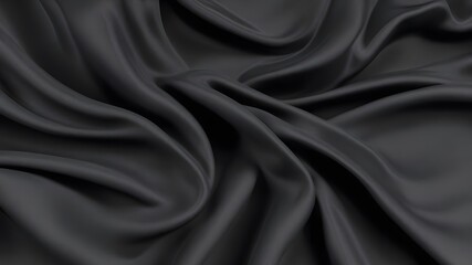 Fototapeta premium Abstract Luxury Black Fabric Texture | Elegant Folds, Soft Sheen, & Rich Details