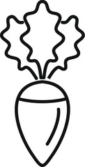 Simple line icon of a beetroot with leaves, perfect for representing fresh produce or healthy eating