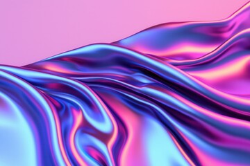 Obraz premium Iridescent holographic waves, reflecting rainbow colors, with a metallic sheen, futuristic and dynamic, flowing design