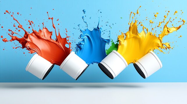Vibrant paint splashes in red, blue, yellow, and green create an energetic and colorful backdrop for creative projects.