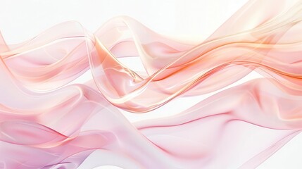 Fototapeta premium futuristic abstract texture blending soft peach and rose pink flowing curves and geometric shapes creating otherworldly landscape isolated on pristine white background