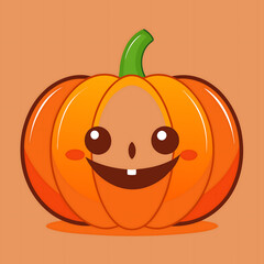 Illustration of a smiling cartoon pumpkin.