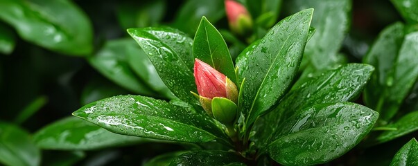 New flower buds in a garden after rain, symbolizing the start of new life