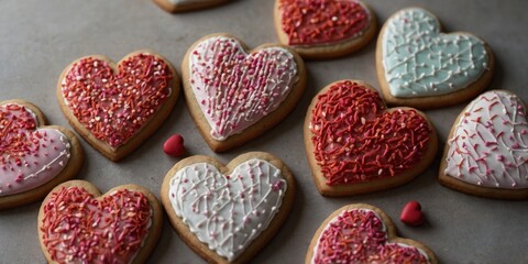 Heart shaped cookies for Valentine's day.