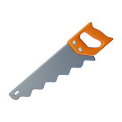 3d Hand Saw Construction and Repair Concept Cartoon Design Style Isolated on a White Background. Vector illustration