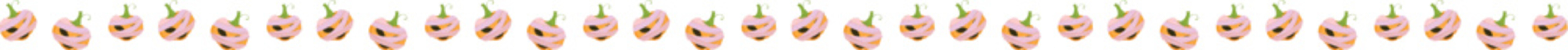 Halloween pumpkin ghost line border illustration on transparent background.
