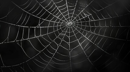 Spider Web with Dewdrops
