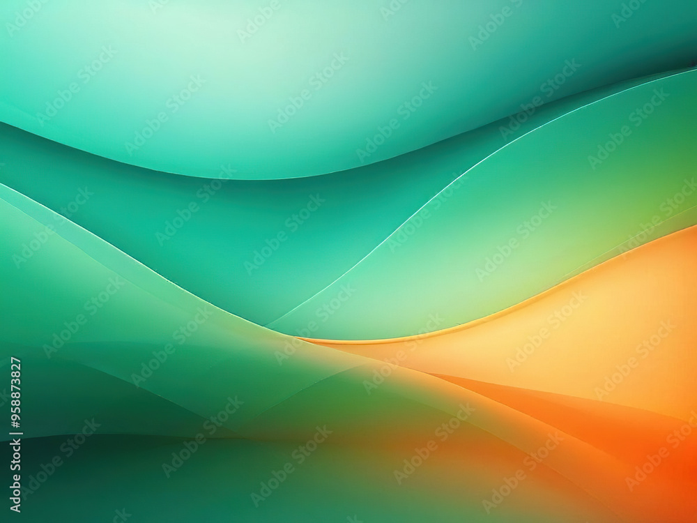 Poster abstract background with soft, flowing green and orange gradient waves.