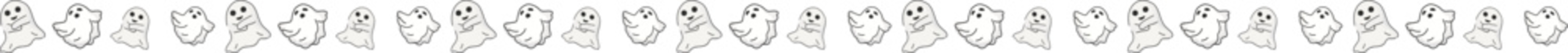 Obraz premium Halloween ghost line border illustration on transparent background. 