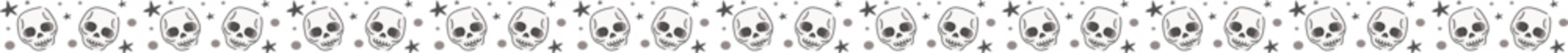 Halloween skull line border illustration on transparent background.
