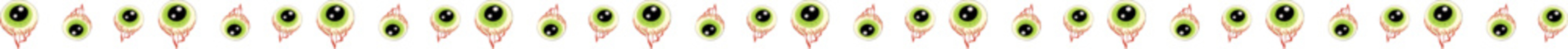 Halloween spooky eye line border illustration on transparent background.
