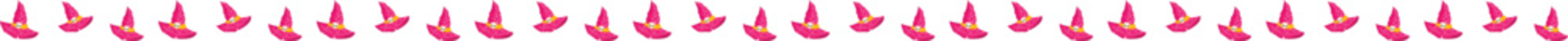 Pink witch hat line border illustration on transparent background.
