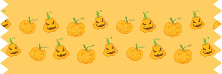 Happy halloween scary pumpkin washi tape on transparent background.

